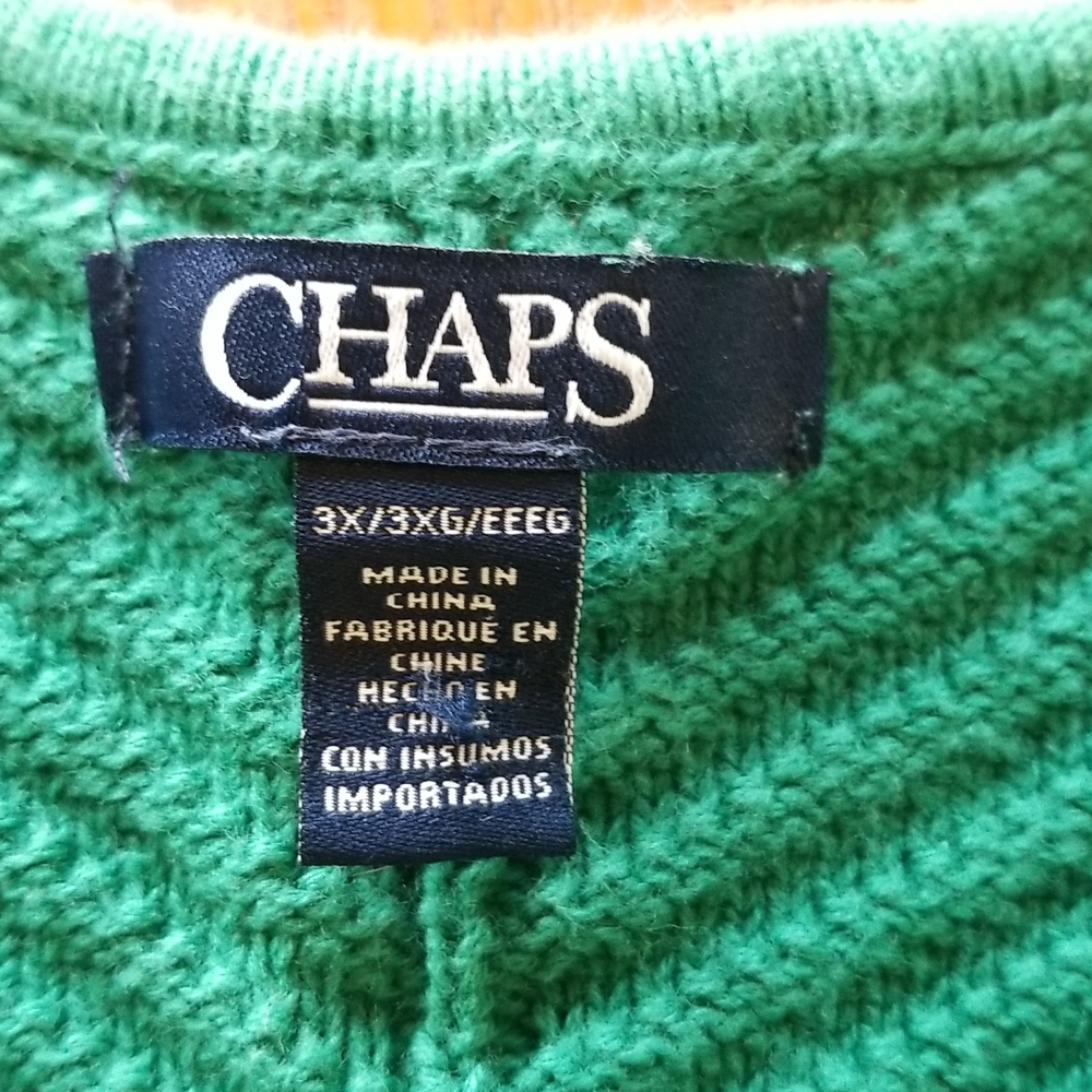 Chaps green 3/4 length sleeve sweater size 3X